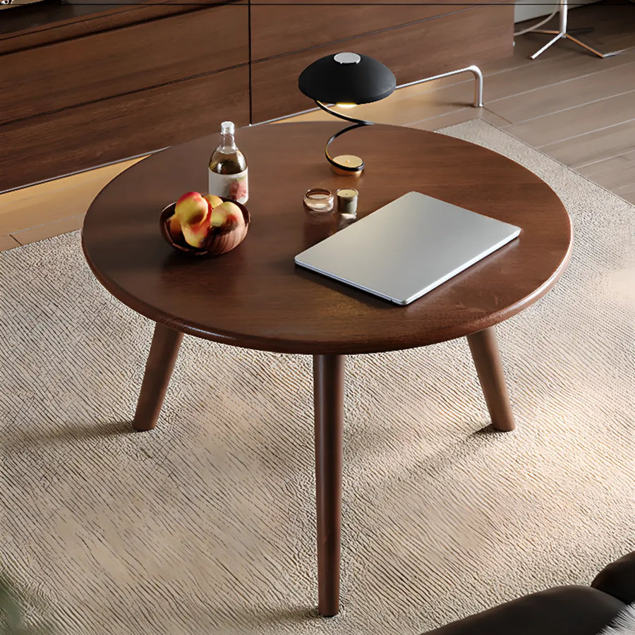 Minimalist Small Round Wood Three Leg Coffee Table