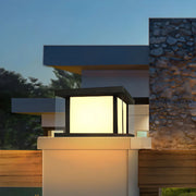 Minimalist Square Cube Metal Solar Outdoor Pillar Light