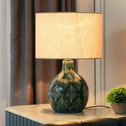 Minimalist Square Fabric Shade Ceramic Base Table Lamp