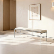 Minimalist Steel Frame Leather Entryway Bedroom Bench