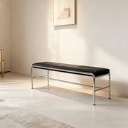 Minimalist Steel Frame Leather Entryway Bedroom Bench