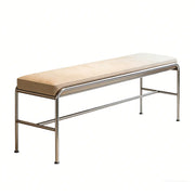 Minimalist Steel Frame Leather Entryway Bedroom Bench