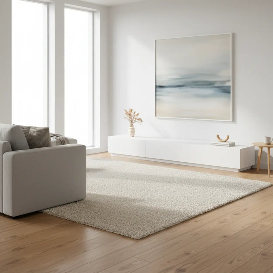 Minimalist White Finish Wooden TV Stand with Drawers