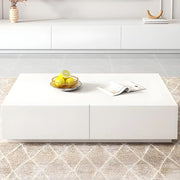 Minimalist White Finish Wooden TV Stand with Drawers