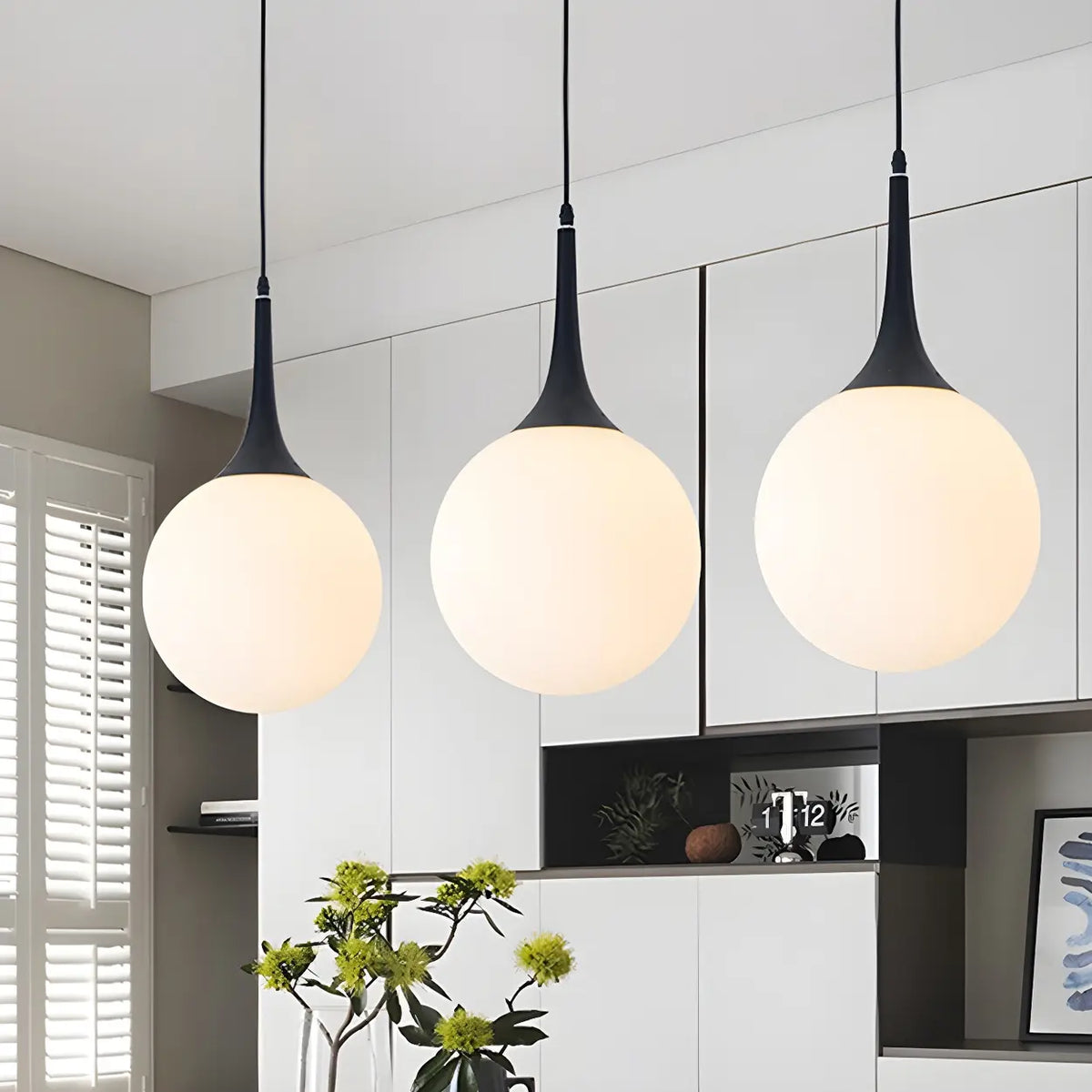 Minimalist White Globe-Shaped Glass Pendant Light