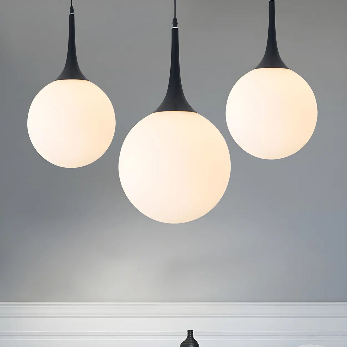 Minimalist White Globe-Shaped Glass Pendant Light