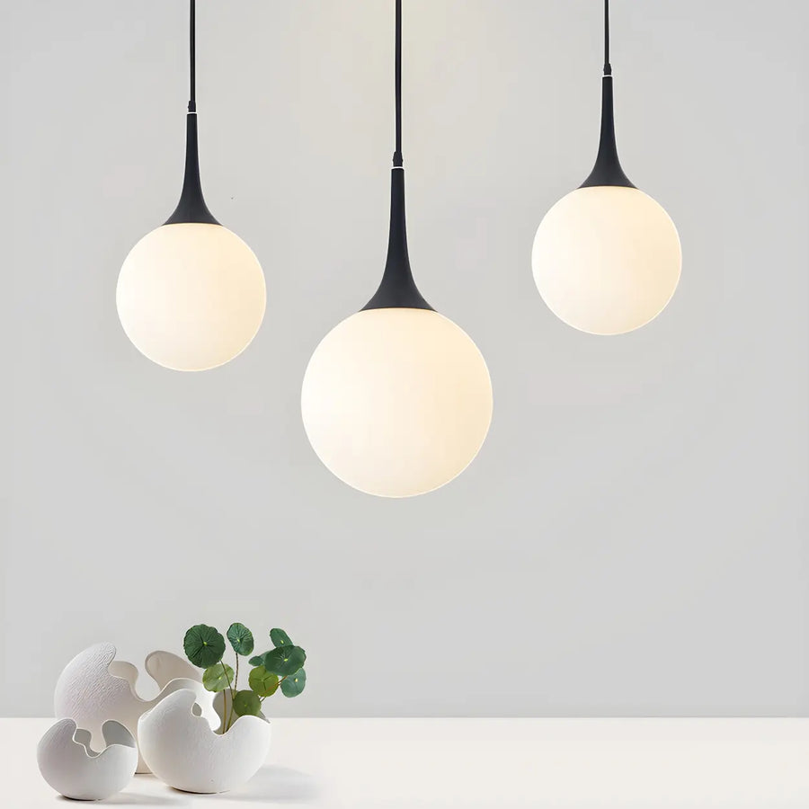 Minimalist White Globe-Shaped Glass Pendant Light