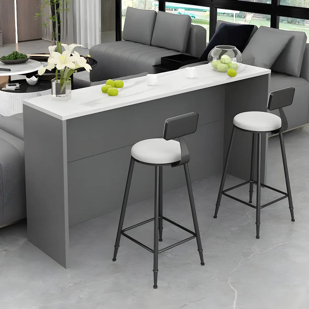 Minimalist White Rectangular Wood Living Room Bar Table