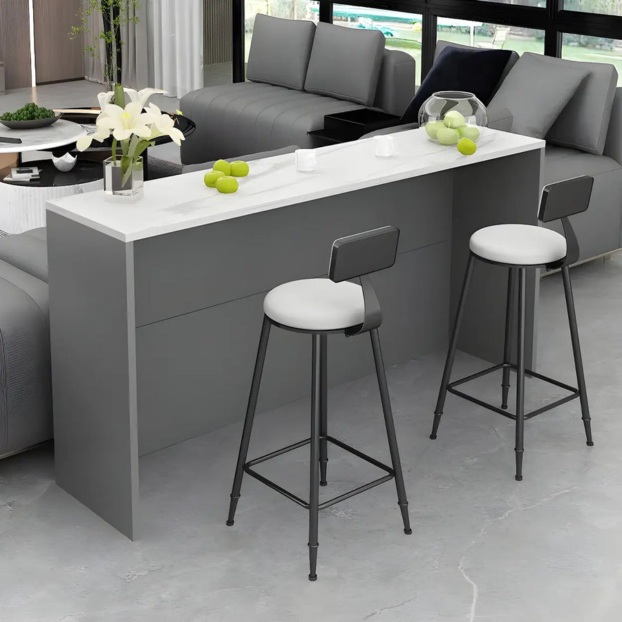 Minimalist White Rectangular Wood Living Room Bar Table