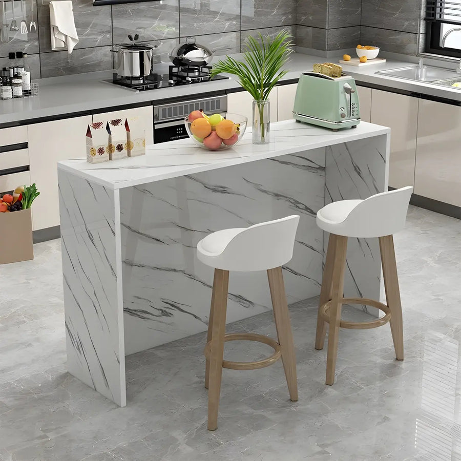 Minimalist White Rectangular Wood Living Room Bar Table