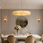 Moderm White Ring Circular Alabaster Pendant Light Chandelier
