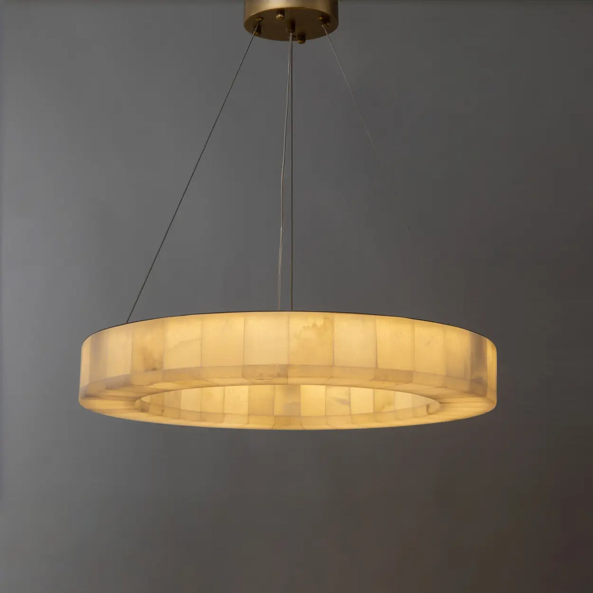 Moderm White Ring Circular Alabaster Pendant Light Chandelier