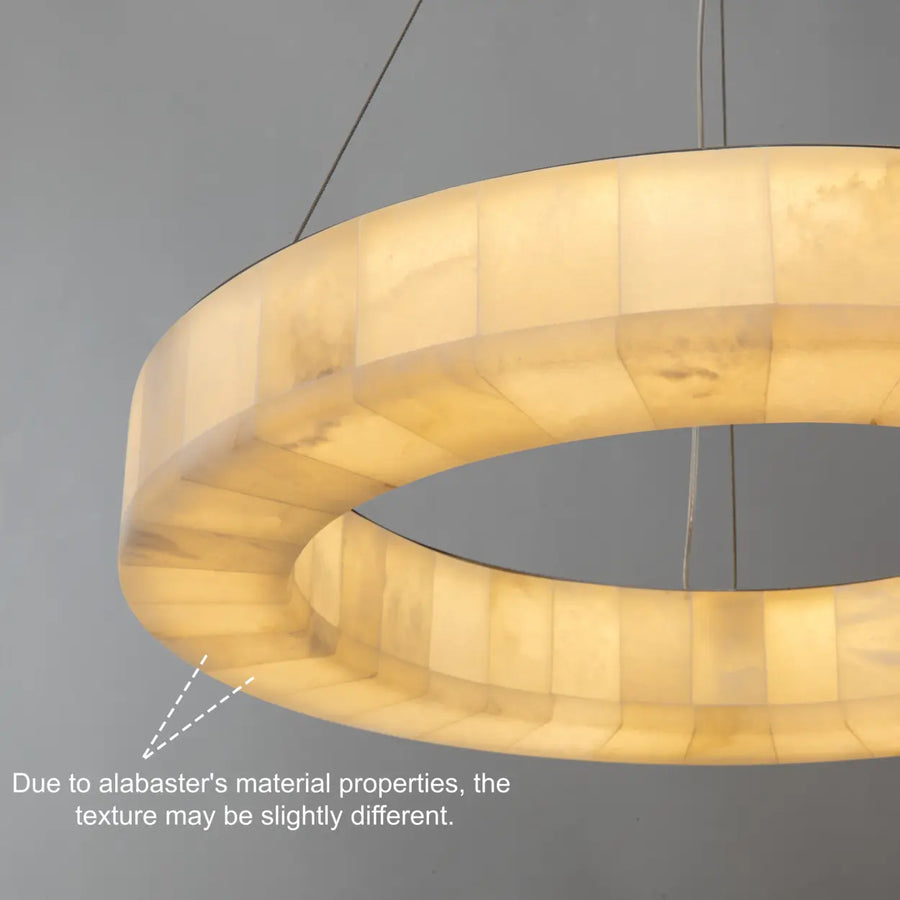 Moderm White Ring Circular Alabaster Pendant Light Chandelier