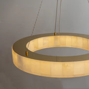 Moderm White Ring Circular Alabaster Pendant Light Chandelier