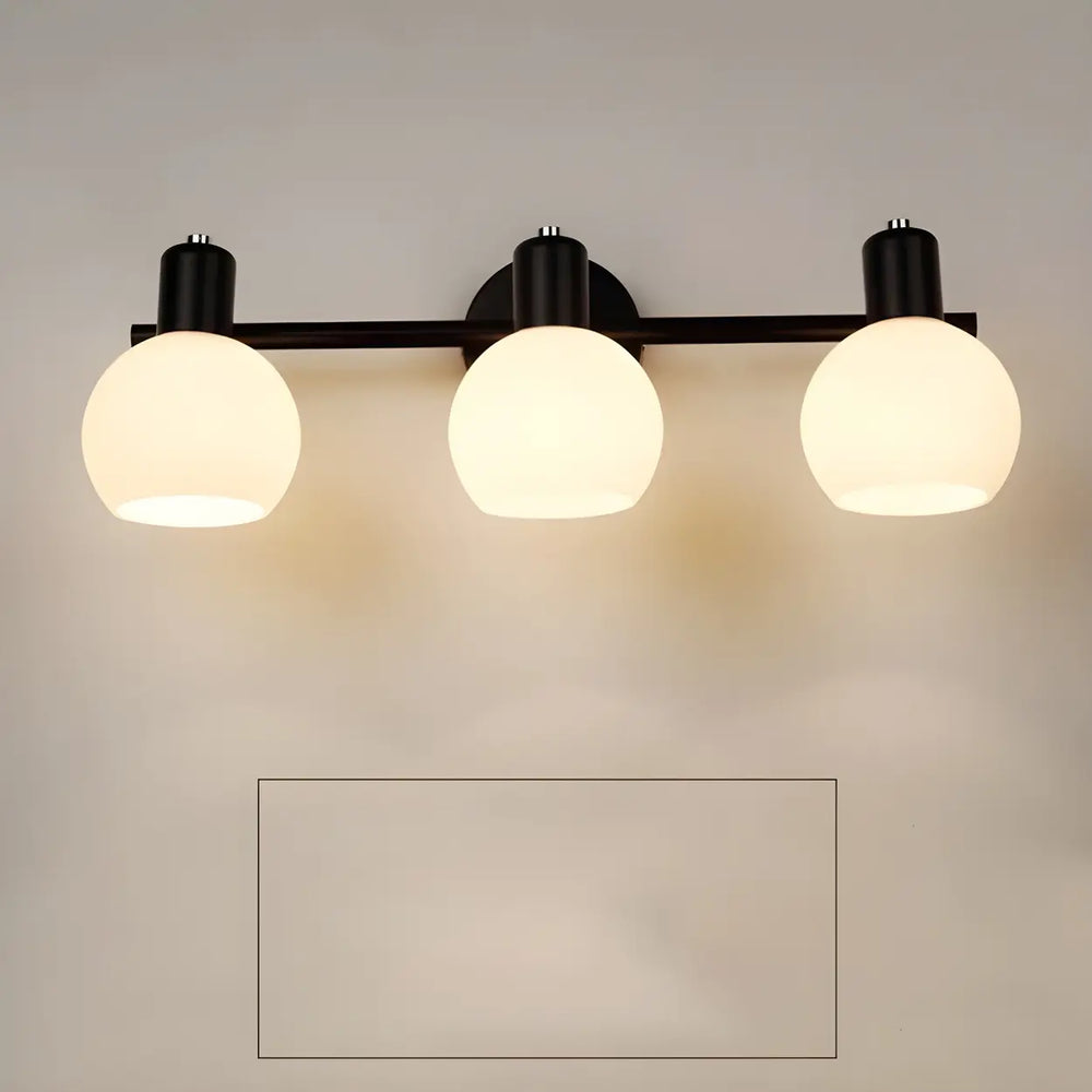 Modern 3-Light Glass Globe Black Vanity Light Fixture