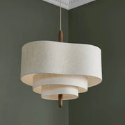 Modern 3 Tiers White Textile Round Chandelier