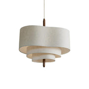 Modern 3 Tiers White Textile Round Chandelier