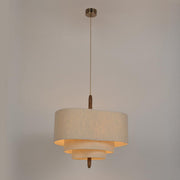 Modern 3 Tiers White Textile Round Chandelier