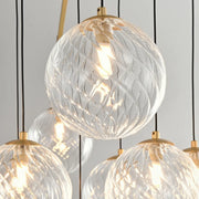 Modern 7-Light  Brass Branch Textured Glass Globe Chandelier
