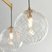 Modern 7-Light  Brass Branch Textured Glass Globe Chandelier