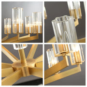 Modern 8-Light Clear Crystal Glass Gold Brass Branch Chandelier