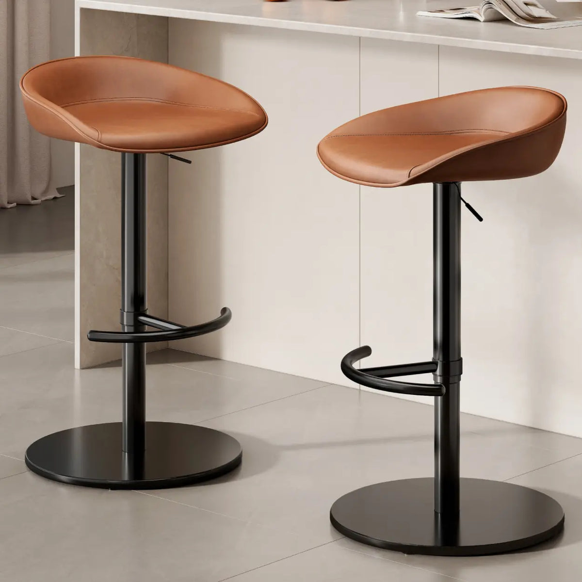 Modern Adjustable Height Swivel Bar Stool with Footrest