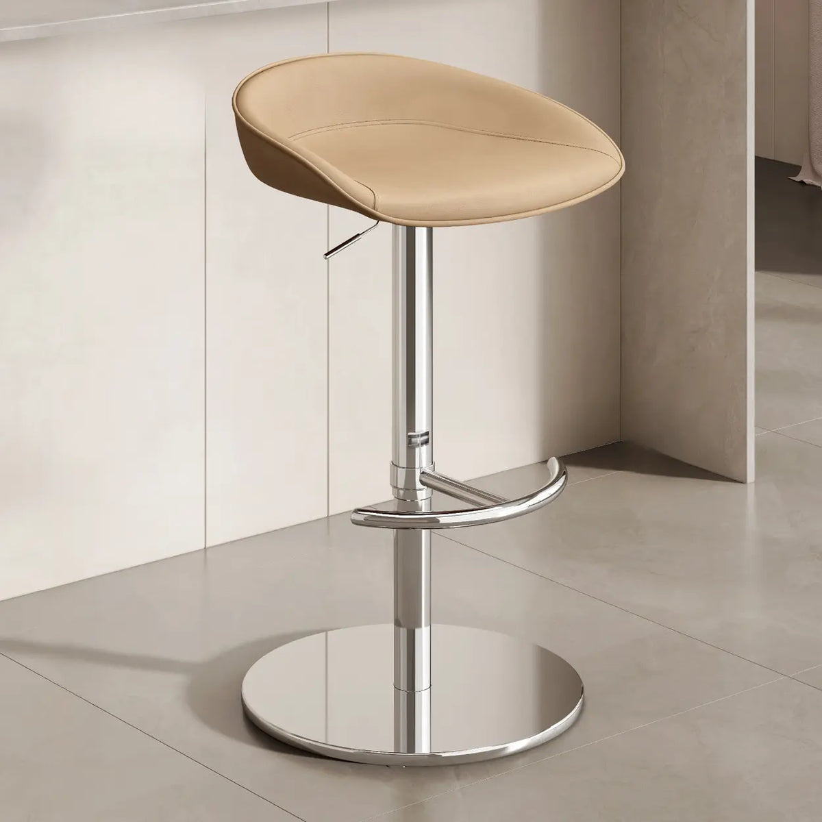 Modern Adjustable Height Swivel Bar Stool with Footrest