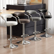 Modern Adjustable Swivel Leather Open Back Bar Stools