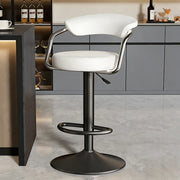 Modern Adjustable Swivel Leather Open Back Bar Stools