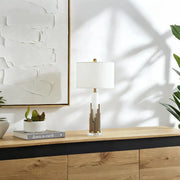 Modern Alabaster Stone Cylindrical White Shade LED Table Lamp