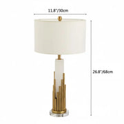 Modern Alabaster Stone Cylindrical White Shade LED Table Lamp