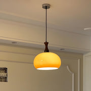 Modern Amber Glass Dome Pendant Light Flexible Length