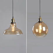 Modern Amber Glass Vintage Cone Pendant Light