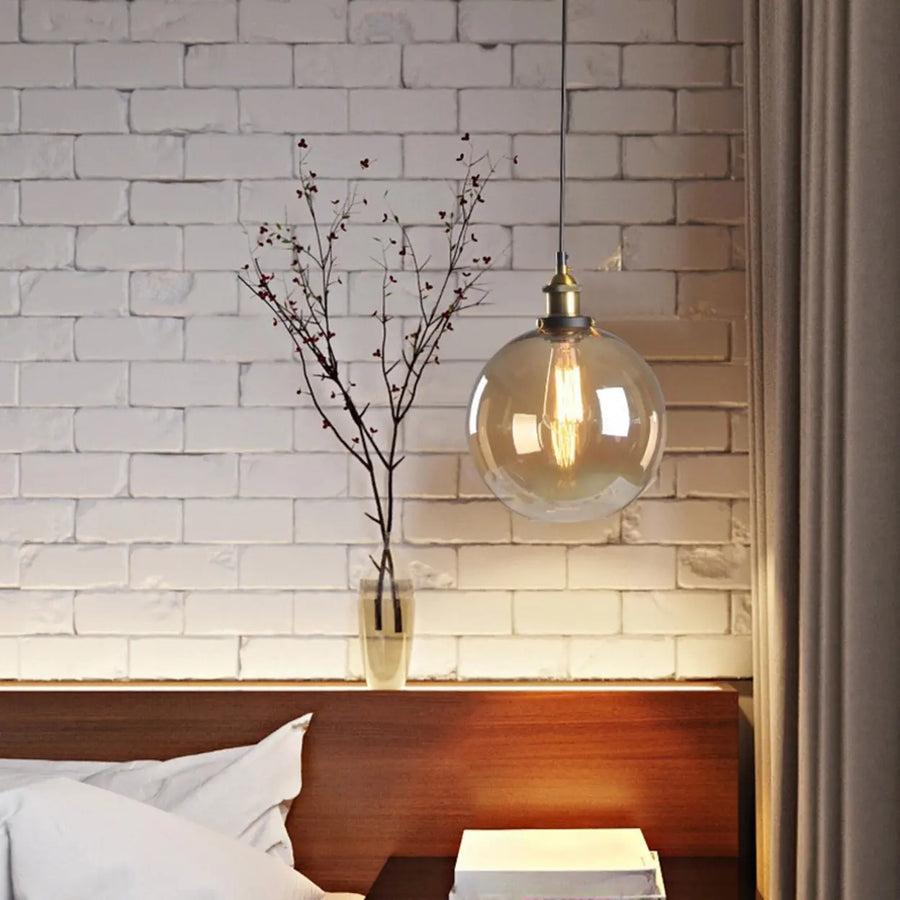 Modern Amber Glass Vintage Cone Pendant Light