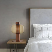 Modern Amber Perforated Glass Globe Shade Table Lamp