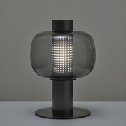 Modern Amber Perforated Glass Globe Shade Table Lamp