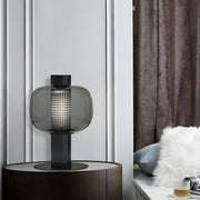 Modern Amber Perforated Glass Globe Shade Table Lamp