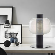 Modern Amber Perforated Glass Globe Shade Table Lamp