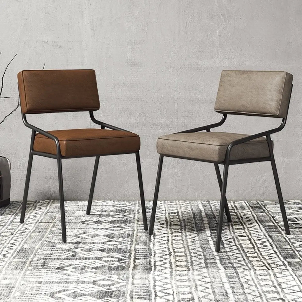 Modern Armless Faux Leather Upholstered Open Back Dining Chair