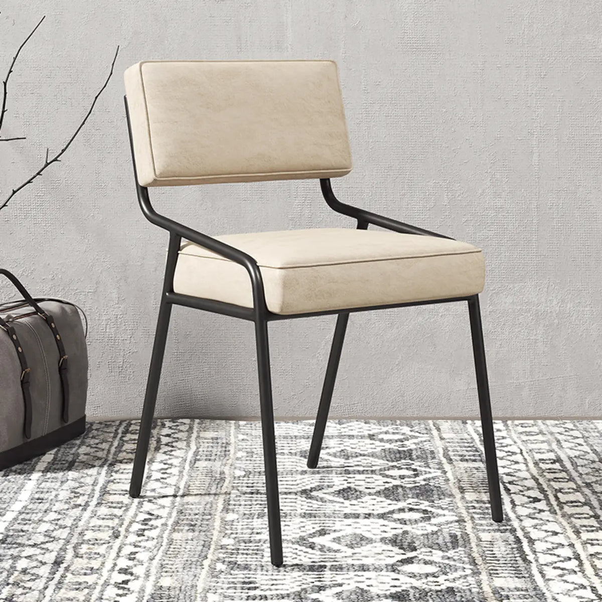 Modern Armless Faux Leather Upholstered Open Back Dining Chair