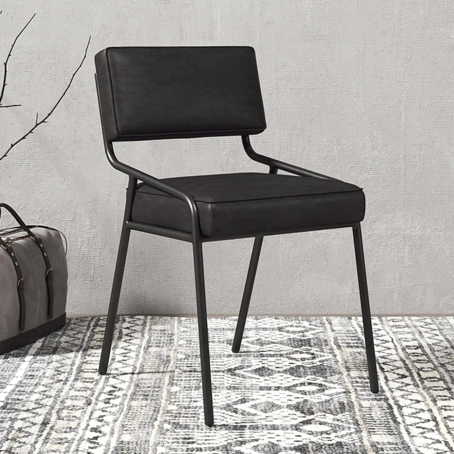 Modern Armless Faux Leather Upholstered Open Back Dining Chair