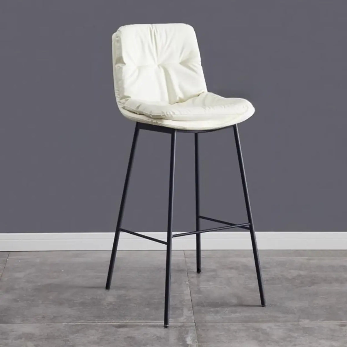 Modern Armless Leather Bar Stool with Padded Backrest