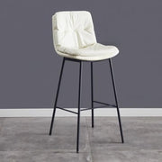 Modern Armless Leather Bar Stool with Padded Backrest