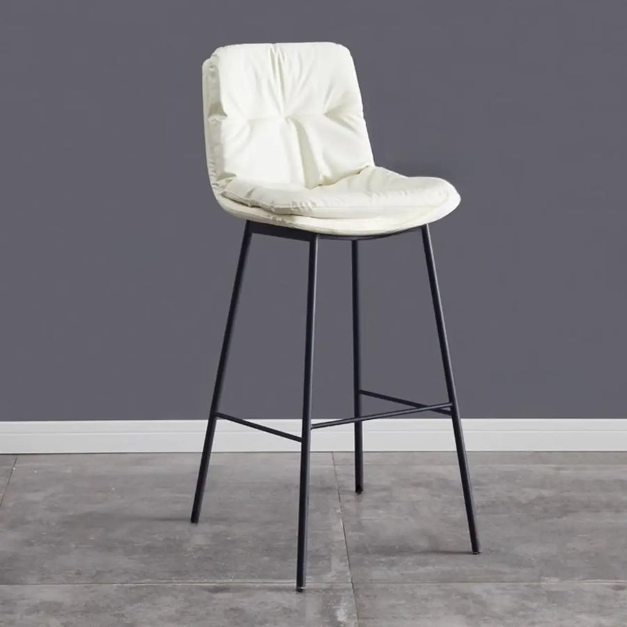 Modern Armless Leather Bar Stool with Padded Backrest