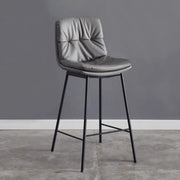 Modern Armless Leather Bar Stool with Padded Backrest
