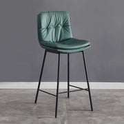Modern Armless Leather Bar Stool with Padded Backrest
