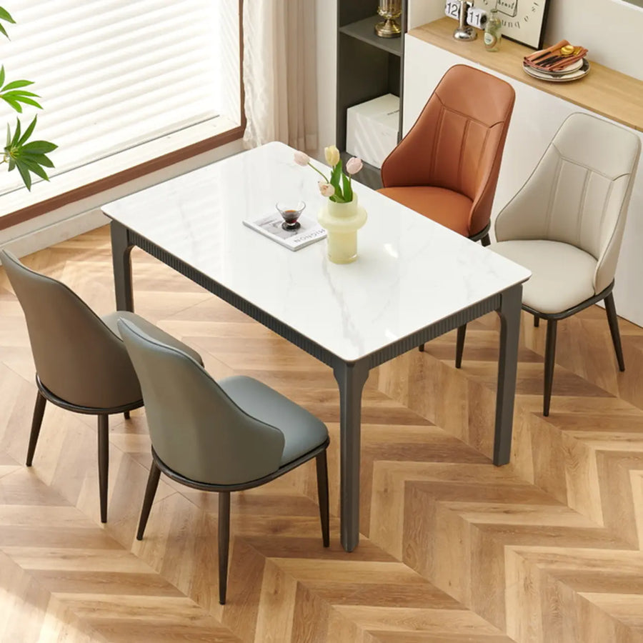 Modern Armless Leather Wingback Upholstered Dining Chairs