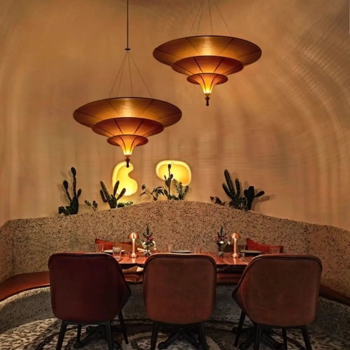 Modern Art Deco Parasol-Style Tiered Parchment Pendant Light