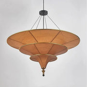 Modern Art Deco Parasol-Style Tiered Parchment Pendant Light