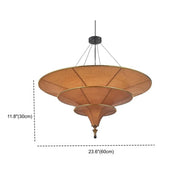Modern Art Deco Parasol-Style Tiered Parchment Pendant Light
